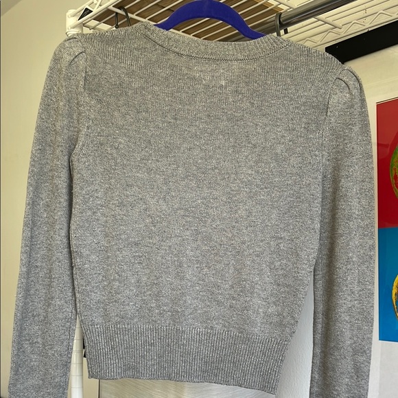 Isabel Marant Gray Crew Neck Sweater with Puff Shoulders - Picture 9 of 12